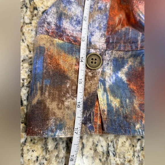 Multiples linen button up jacket abstract multicolored Plus Size 0X - Picture 10 of 11